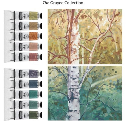 Tusc & Pine Artist Oil Paint - 40 ml Set of 10 - Warm and Cool Grayed- Non-Yellowing, Rich & Creamy Consistency, Maximum Pigment Load, Small Batch Milled Oil Paints Developed for Professional Artists - color: Warm and Cool Grayed, size: 13.5 Fl Oz (Pack o