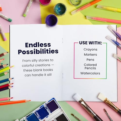 Hygloss Blank Books - Bulk 50 Pack – 4.25" x 5.5" A6 Black Paperback Blank Books for Kids to Write Stories, Doodle, Arts & Crafts – Plain Drawing Sketchbook, Unlined Journal, Notebook Without Lines - color: Black, style: 50 Books