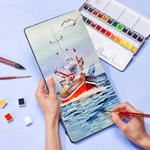 Lightwish Square Watercolor Journal,2 Pack Total 48 Sheets,100% Cotton,300gsm/140lb,Acid-Free, Cold Press Watecolor Sketchbook for Artists Adults Students,6.29 * 6.29 Inches(Blue Starry Sky) - color: Blue Starry Sky