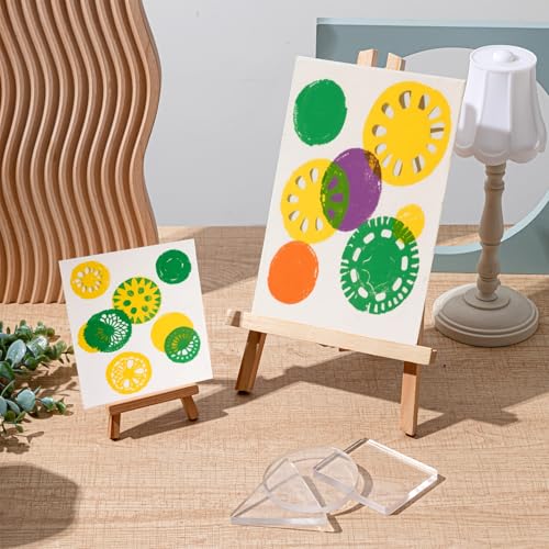 Ripeng 6 Pack Monoprinting Print Plates 3 Inch Small Gel Printing Plates Reusable Circle Triangle Square Printmaking Supplies for Art for Card Making Scrapbooking Arts and Crafts