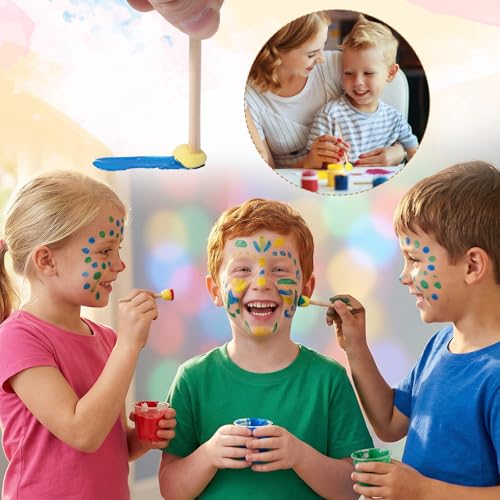200 Pcs Round Sponges Foam Brush Set, 0.6 Inch Paint Sponge Daubers with Wooden Handle Foam Stencil Brush Painting Tools for Painting Crafts