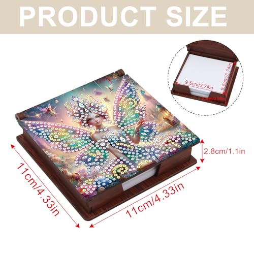 Diamond Painting Kit memo Box, Diamonds Art DIY Fairy Patterns Sticky Note Box Special Shape Drill, with 160 Sticky Note, Ideal for Home Office Supplies, Handicrafts, Holiday Gifts - color: Fairy