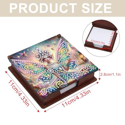 Diamond Painting Kit memo Box, Diamonds Art DIY Fairy Patterns Sticky Note Box Special Shape Drill, with 160 Sticky Note, Ideal for Home Office Supplies, Handicrafts, Holiday Gifts - color: Fairy