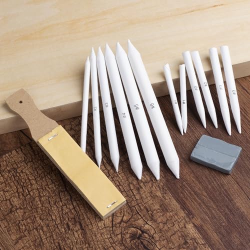 Mr. Pen - 14 Pack of Blending Stumps, Art Eraser, Blending Sticks for Drawing, Shading Pencils for Sketching | Tortillions Paper Art Blenders with Sandpaper Sharpeners & Kneaded Eraser for Beginner Art, Paper Stumps for Shading - size: 14 Pack