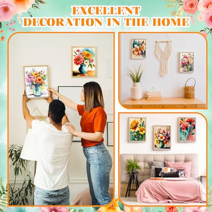 Humyoun 8 Sets 8" x 10" Flower Pre Drawn Canvas to Paint for Sip and Paint Party Floral Predrawn Coloring Set Pre Sketched Canvas Boards with Paints and Brushes for Adult - style: Flower
