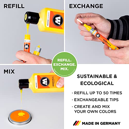 Molotow ONE4ALL Acrylic Paint Refill, For Molotow ONE4ALL Paint Marker, Signal White, 180ml Bottle, 1 Each (692.160) - color: White