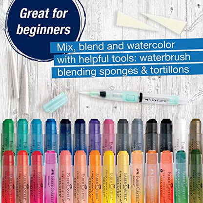 Faber-Castell Gelatos Gift Set: 28 Watercolor Gel Crayons and Art Supplies for Painting, Drawing & Journaling, Versatile Art Pigment Crayons, Gel Sticks for Mixed Media - style: Original Gift Set