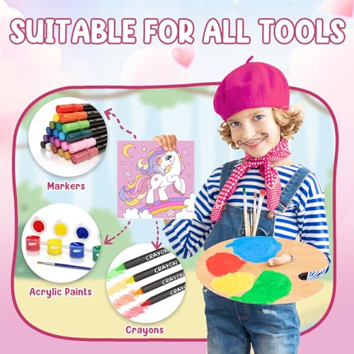 CONDA 12 Pcs Pre Drawn Canvas to Paint 6x6 Inch, Animal Pre Printed Canvas for Painting with 12 Acrylic Paint Sets and 12 Brushes for Kids Beginners Students, DIY Paint Art Supplies - color: Animal Canvas Kit