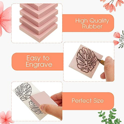 Frienda 12 Pcs 2" X 2" Rubber Carving Blocks Linoleum Blocks for Printmaking, Stamp Making, DIY Crafting, Scrapbook, Painting, Soft and Easy to Carve (Pink) - color: Pink