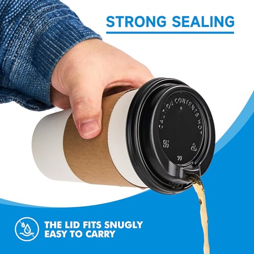 RACETOP 16 oz 100 Pack Disposable Paper Coffee Cups with Lids, Sleeves and Stirrers, Hot Cups, Paper Cups with Lids, Sleeves and Stirrers, Ideal for Home/Office - size: 16 oz