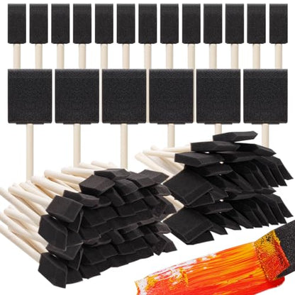 120 Pcs Foam Paint Brushes, 1” and 2” Foam Brush with Wood Handle, Bulk Sponge Brushes for Painting, Foam Art Paintbrushes Set for Staining, Varnishing, Finishing, Touchup and DIY Craft Projects - size: 1Inch-60Pcs and 2Inch-60Pcs