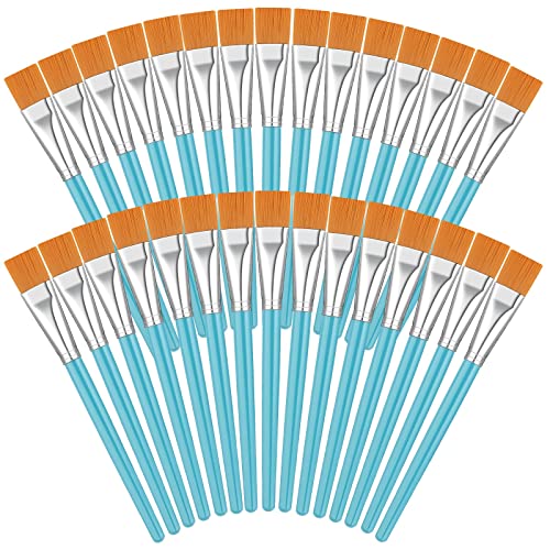 Zonon 30 Pieces Paint Brushes Bulk Small Flat Top Acrylic Oil Paint Brush for Artists Mini Touch up Crafts Detail Painting(3/4 Inch,Blue) - color: Blue, size: 3/4 Inch