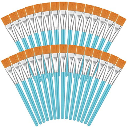 Zonon 30 Pieces Paint Brushes Bulk Small Flat Top Acrylic Oil Paint Brush for Artists Mini Touch up Crafts Detail Painting(3/4 Inch,Blue) - color: Blue, size: 3/4 Inch