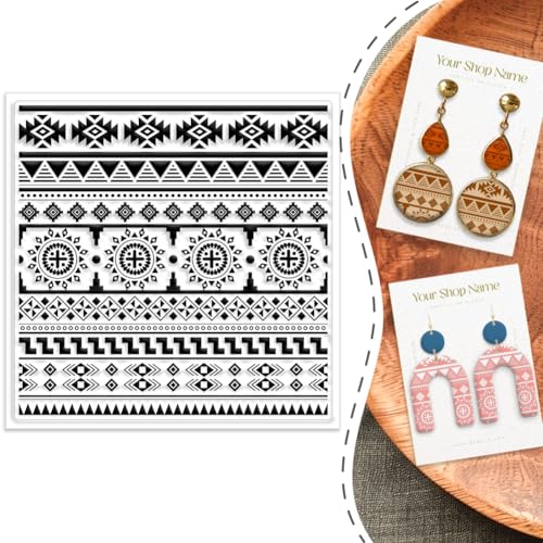Aztec Polymer Clay Texture Sheet Silicone Texture Stamp Sheets Flower Clear Texture Mat Modeling Pattern Pad Reusable for Scrapbooking Polymer Clay Pottery Earrings Jewelry Making - style: Aztec