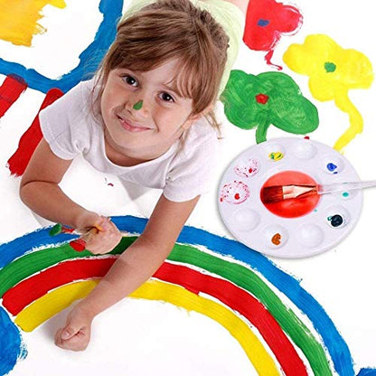 2pcs Paint Pallet, 6.5" Plastic Paint Tray Reusable Flower Paint Palette for Kids Acrylic Watercolor Oil Painting Color Mixing DIY Art Craft, Easy to Wash - color: 2pcs