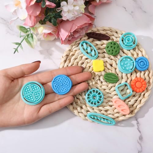 ORIGACH 17 Pcs Bread Shape Clay Cutters, Bread Polymer Clay Cutter for Earring Making Bakery Bread Clay Cutters for Jewelry Making - style: Bread