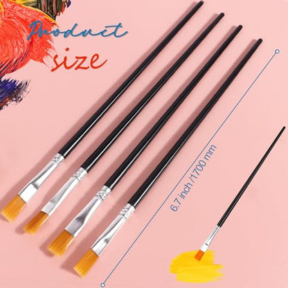 30Pcs Paint Brushes for Acrylics Painting Kids Paintbrushes Flat Nylon Hair Crafts Brush Small Oil Watercolors Artist Supplies Bulk for Children and Adult, Black - color: Black