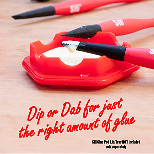Sili Glue Brush Kit with Micro Wood Glue Applicator Brushes for Woodworking, Crafts, Models - Fine, Chiseled, Flat Tapered Tips