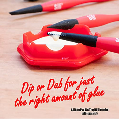 Sili Glue Brush Kit with Micro Wood Glue Applicator Brushes for Woodworking, Crafts, Models - Fine, Chiseled, Flat Tapered Tips