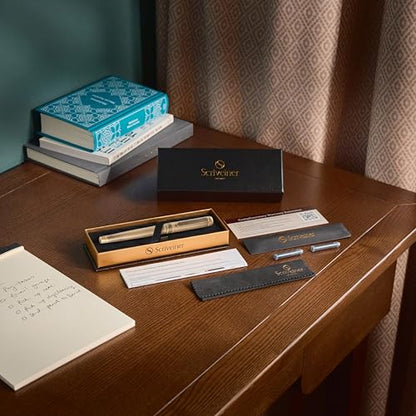 Scriveiner Luxury Fountain Pen - Stunning Bronze Luxury Pen, Schmidt Gilded Nib (Medium), Converter, Best Pen Gift Set for Men & Women, Professional, Executive, Office, Nice Pens - color: 9. Bronze, style: Medium Nib