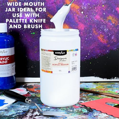 Handy Art Acrylic Gel Medium, 16 oz, Increase Viscosity, Transparent Finish | Additive for Thick Texture, Impasto Effects, & Layering, Mixes with Acrylic Paint, Certified Safe & AP Non-Toxic, Made in USA - color: Gel Medium, size: 32 Fl Oz