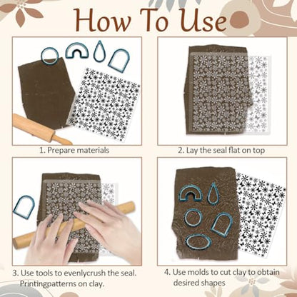 CHGCRAFT Daisy Polymer Clay Texture Sheets Butterfly Silicone Texture Stamp Clay Texture Mat Flower Modeling Pattern Pad Texture Sheets for Polymer Clay Jewelry and Clay Earrings Tools - style: Daisy