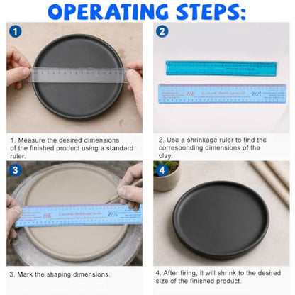 2pcs Ceramic Shrinkage Scale Ruler, Professional Ceramic & Pottery Clay Measuring Rulers with Standard Ruler for Artists & DIY Modeling Carving Shaping Tools Supplies
