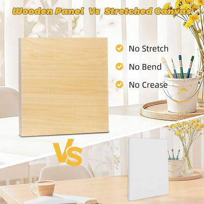 2 Pack 10x10 Basswood Wood Canvas Panels – Studio 3/4'' Deep Cradle Wood Art Boards for Pouring Art, Crafts, Oil & Resin Art - Sturdy Wood Painting Boards for Artists and DIY Crafters - size: 10x10" - 2Pack