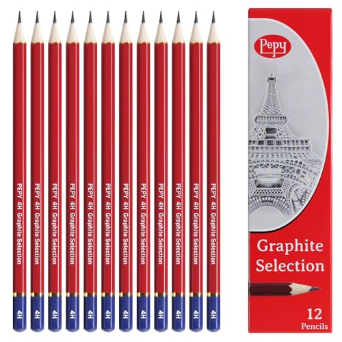 Pepy Graphite Professional Drawing Pencils - Set of 12 5H Pre-Sharpened Black Lead Pencils; Perfect for Drawing, Sketching and Shading, Graphic and Fine Art - style: Set of 12 - 5H