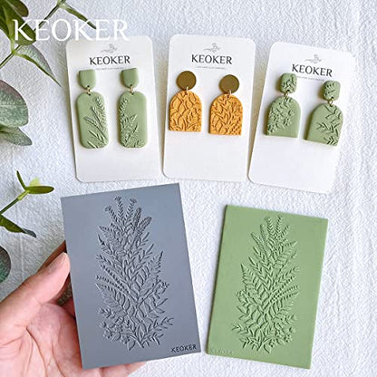 Keoker Polymer Clay Texture Sheets, Clay Texture Mat for Making Earrings Jewerly, Polymer Clay Earrings Tools (No. 7-8) - color: 7-8