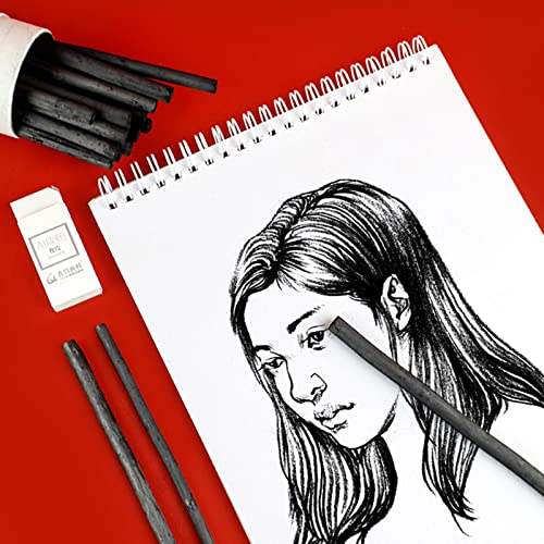 25x Vine Charcoal Pencils Drawing Sketching Willow Charcoal Sticks Art Supplies For Artists Adults Teens Beginner - color: Multi-Color