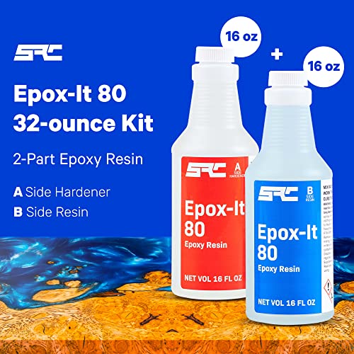 SPRESIN Epox-It 80 Clear Epoxy Resin Kit 32 Oz (16 Oz Part A + 16 Oz Part B) for Beginners and Experts, Coating, Bar Top, Countertop, Tabletop- Crystal Clear Formula for Jewelry Art, Laminating - size: 32 oz