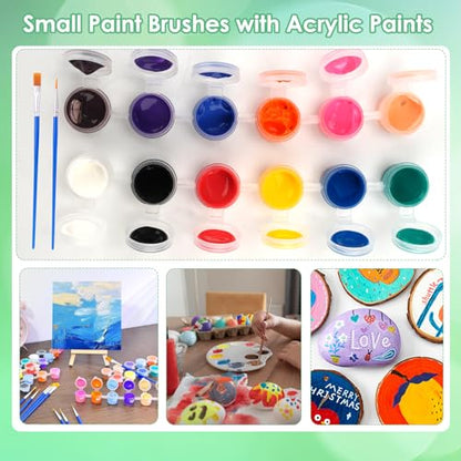 Sigowal 10 Set Canvas Painting Kit, 4 x 4 Inch Canvas Boards for Painting with Easel, Acrylic Paint Strips, Brushes, Palette, Mini Canvas and Easel Set for Kids Adults Beginner Gift Party - color: 10 Set 4 x 4 inches