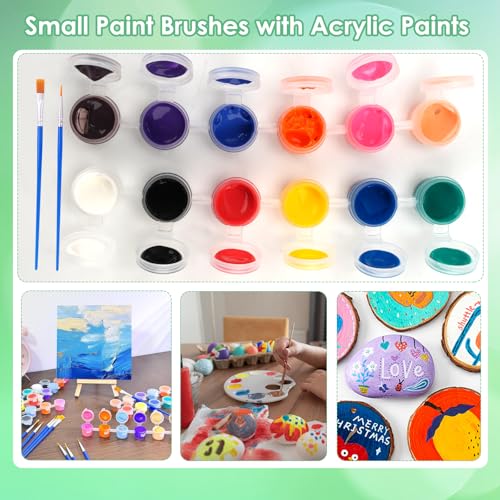 Sigowal 10 Set Canvas Painting Kit, 6 x 6 Inch Canvas Boards for Painting with Easel, Acrylic Paint Strips, Brushes, Palette, Mini Canvas and Easel Set for Kids Adults Beginner Gift Party - color: 10 Set 6 x 6 inches