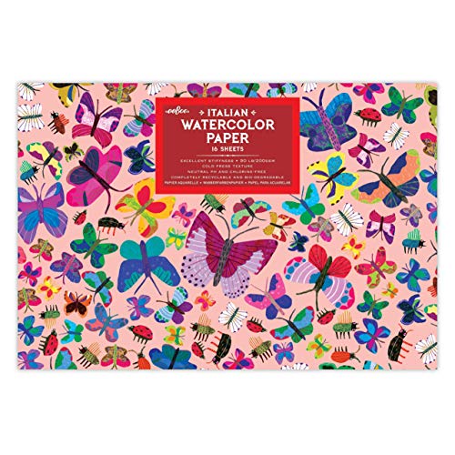 eeBoo: Butterflies Watercolor Pad – 16 Sheets, 200GSM/90LB Paper, Natural pH & Chlorine-Free, Painting Art Supplies, Kids Ages 3+ - style: Butterflies