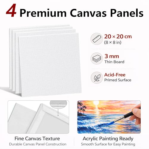 MISUMISO Acrylic Paint Kit for Beginners, 24 Colors Complete Painting Set with 4 Canvas Panels, 10 Brushes, Wooden Easel, Palette & Art Supplies, All-in-One Paint Set for Adults & Teens