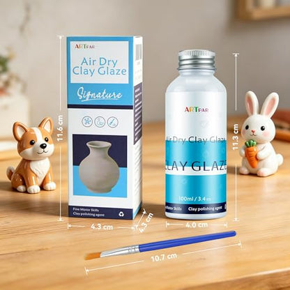 ARTPAR Air Dry Clay Glaze - 100ml Air Dry Clay Varnish ,High-Gloss Waterproof Prevents Cracking and Resists Scratches; Suitable for Polymer Clay and Pottery Ceramics, Oil Paintings, and Wood