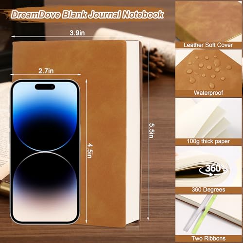 Thick Blank Journal Notebook 400 Pages 3.9 × 5.5 No Lines Soft Leather Pocket Blank Notebook for Women Drawing Book Memo Writing Sketch Diary Notebook Upgrade Page (Marigold) - color: Marigold