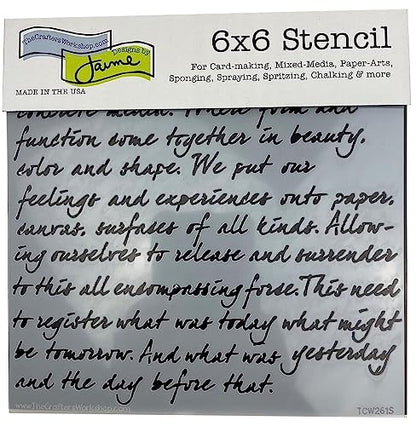 The Crafter’s Workshop - Reusable Fern and Script Stencil for Painting and Crafts – Artistic Nature and Quote Duo for Mixed Media – 2 Pk, 6" x 6" – Ferns/Art is - style: Ferns / Art Is