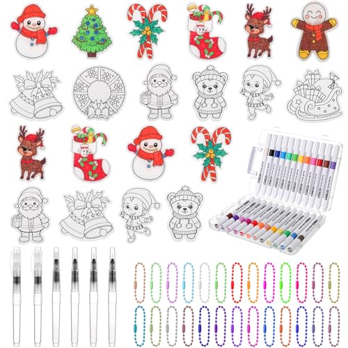 Gueevin 102 Pcs Magic Foam Texture Painting Kit Gifts 36 Pcs 3D Foam Texture Paper Puffy Paint 24 Colors Markers 6 Water Brush 36 Bead Chains for Drawing Holiday DIY Craft Party Supplies(Assorted) - style: Assorted