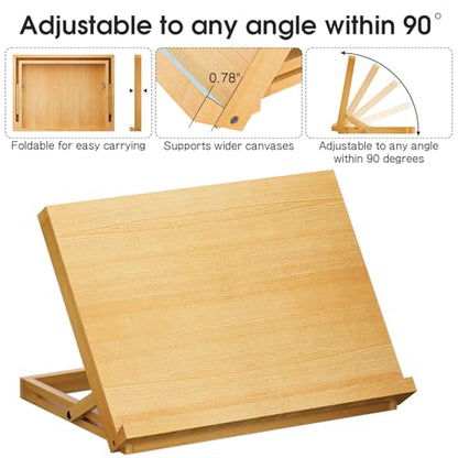 LUCYCAZ Tabletop Easel for Kids, Lightweight Art Easel for Painting, Beechwood Portable Easel Stand for Artists, Adjustable Angle Drawing and Sketching Board to Hold Book or Cookbook for Adults - style: Tabletop Easel