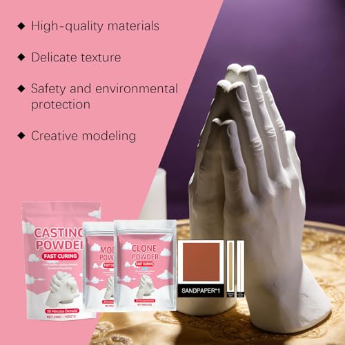 Fast Curing Plaster Powder 100g, Water Activated Casting Powder Kit for Mold Making & Hand Sculpture, DIY Craft Clone Powders for Beginners Art Projects, Includes Tools