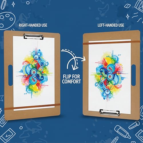 Artlicious Drawing Board - 13 x 17 Sketch Boards with Handle for Drafting Art - Portable Wooden Clipboard for Class or Studio Fit in Artists Tote
