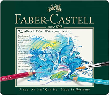 FABER-CASTELL FC117524 Albrecht Durer Artist Watercolor Pencils in A Tin (24 Pack), Assorted