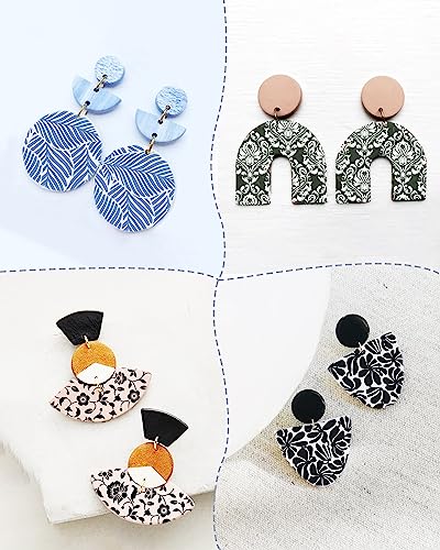 Puocaon Botanical Clay Silk Screen - 6 Pcs Plant Reusable Silk Screen Stencils for Polymer Clay Jewelry Making, Polymer Clay Tools Stencils