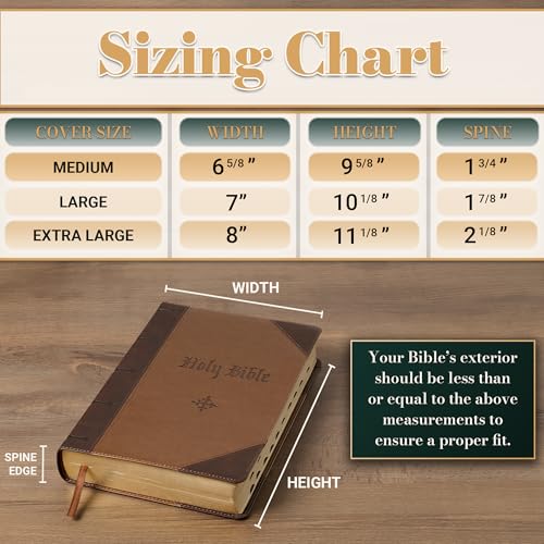 Christian Art Gifts Classic Premium Vegan Leather Inspirational Bible Cover for Men & Women: Names of Jesus, Encouraging Heat-Debossed Scripture, Sturdy Carry Case, Pen Loops, Pockets, Brown, Large - size: Large