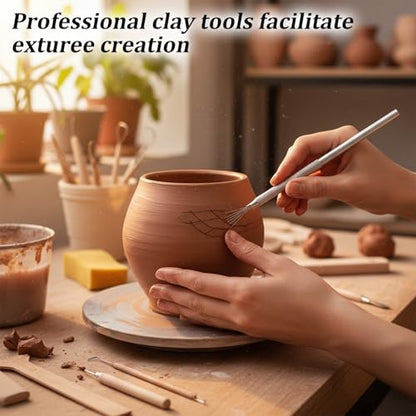 4Pcs Clay Sculpting Tools Set, Stainless Steel Metal Ribs for Pottery - Serrated Rib, Molding Scrapers, Ceramic Needle Tool, Feather Wire Texture Tool, for Ceramics Art Craft Supplies