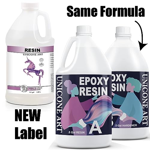 Resin Epoxy Kit 1 Gallon Craft Kit Gift - (.5 Gal Resin + .5 Gal Hardener) - Non-Toxic, Crystal Clear, Odor-Free, UV Resistant, High Gloss Art Epoxy - size: gal