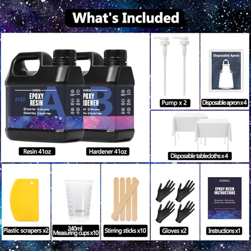 KISREL Epoxy Resin 82OZ - Crystal Clear Epoxy Resin Kit - No Yellowing No Bubble Art Resina Casting for Art Crafts, Jewelry Making, Wood & Molds(41OZ x 2) - size: 82OZ