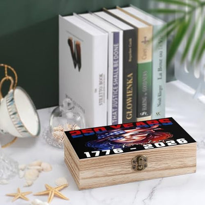 250 Years of America Jewelry Box Wooden Rustic Multi-Purpose Organizer with Front Clasp for Jewelry, Crafts, Accessories & Small Items - color: style-5